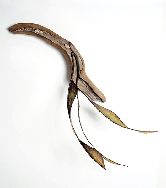 SHE SELLS SEA SHELLS 2019 Vesna Breznikar   48 Wx 30W x22D Driftwood, willow, parchment, bronze wire, rocks and pain